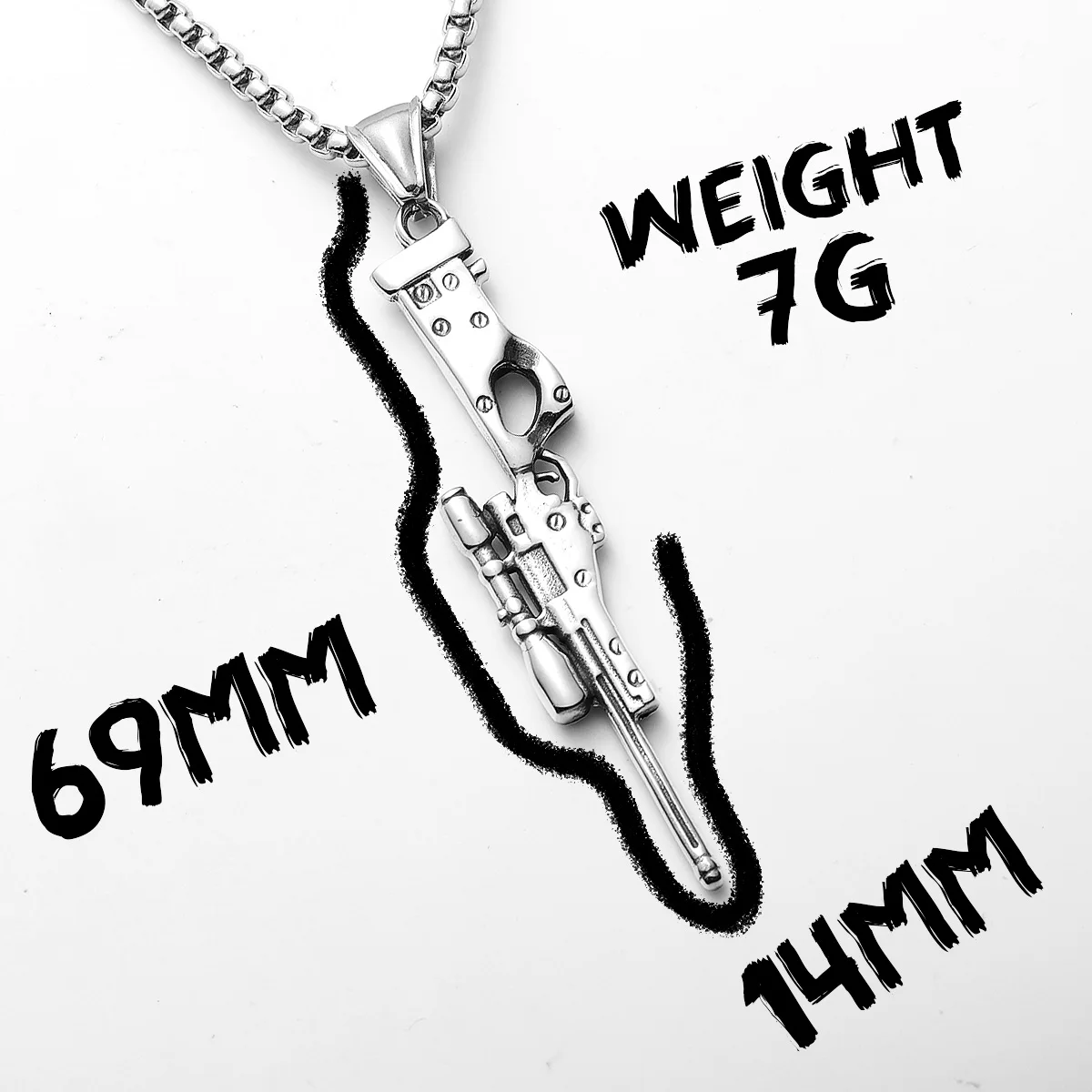 Sculpt Rings™ AWM Sniper Pendant – Stainless Steel Gun Necklace