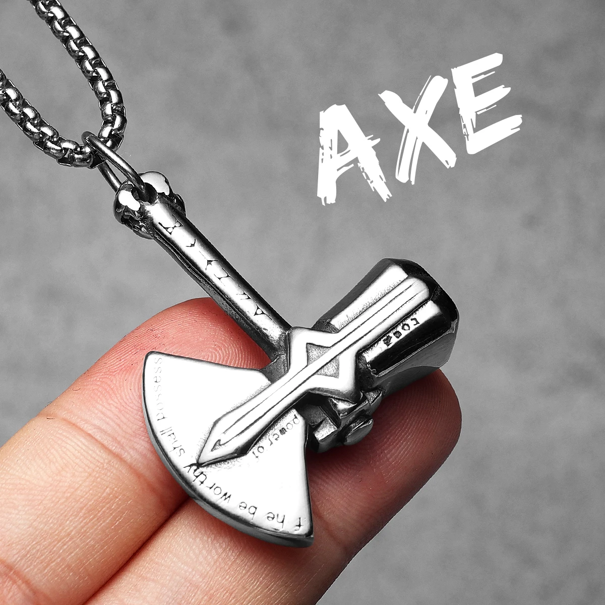 Sculpt Rings™ Power Axe Pendant – Stainless Steel Mythic Hammer Necklace