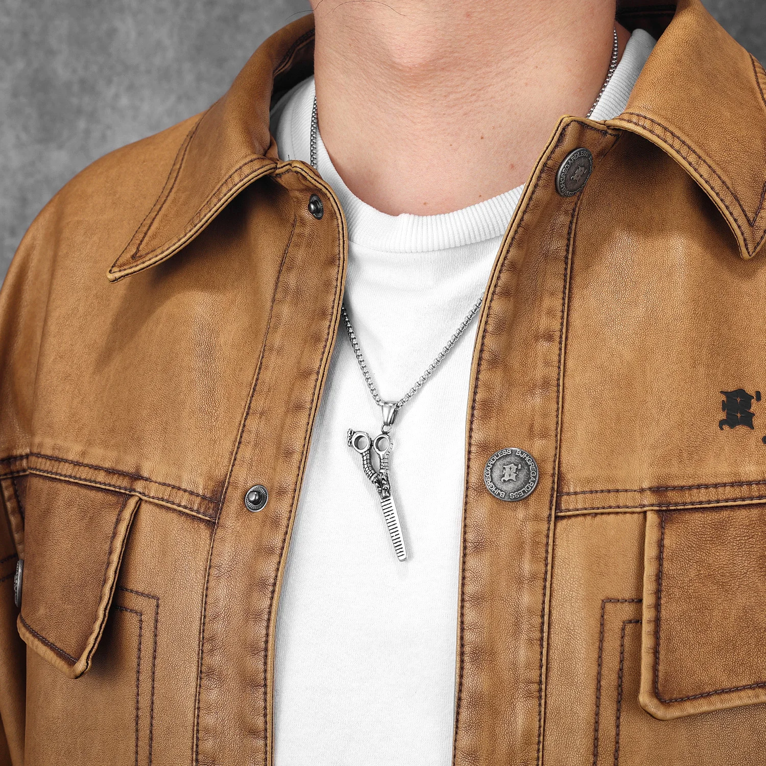 Sculpt Rings™ Dragon Barber Scissors Pendant Necklace Stainless Steel