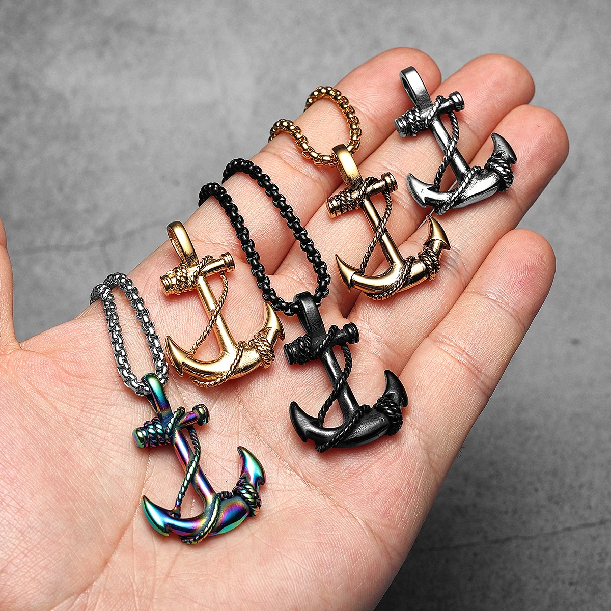 Sculpt Rings™ Anchor Amulet Pendant Necklace Stainless Steel Jewelry