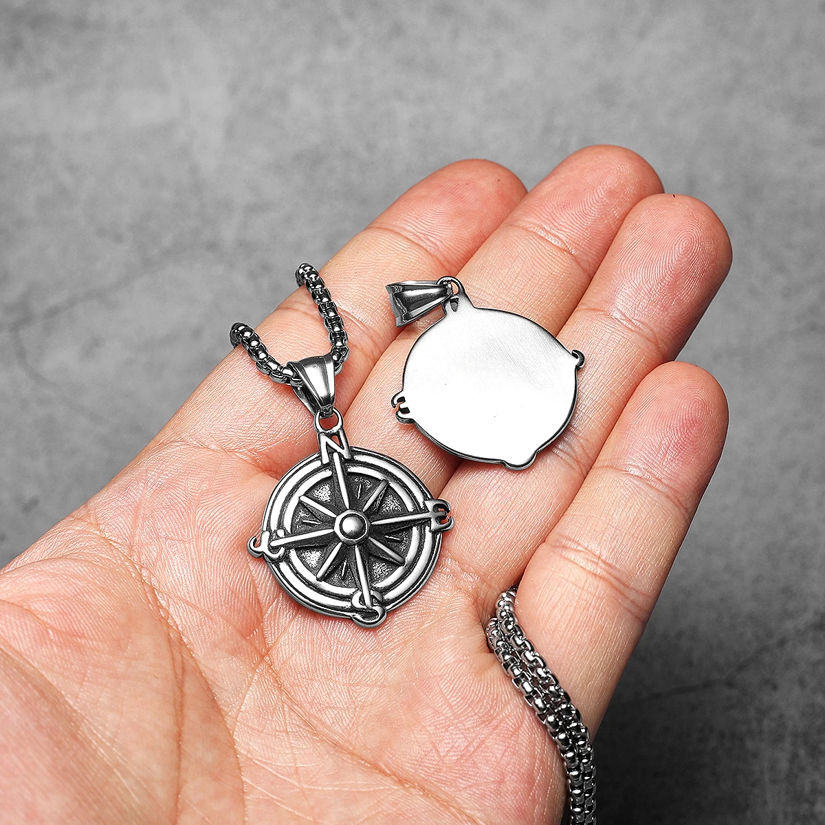 Sculpt Rings™ Compass Amulet Pendant Necklace Stainless Steel Jewelry