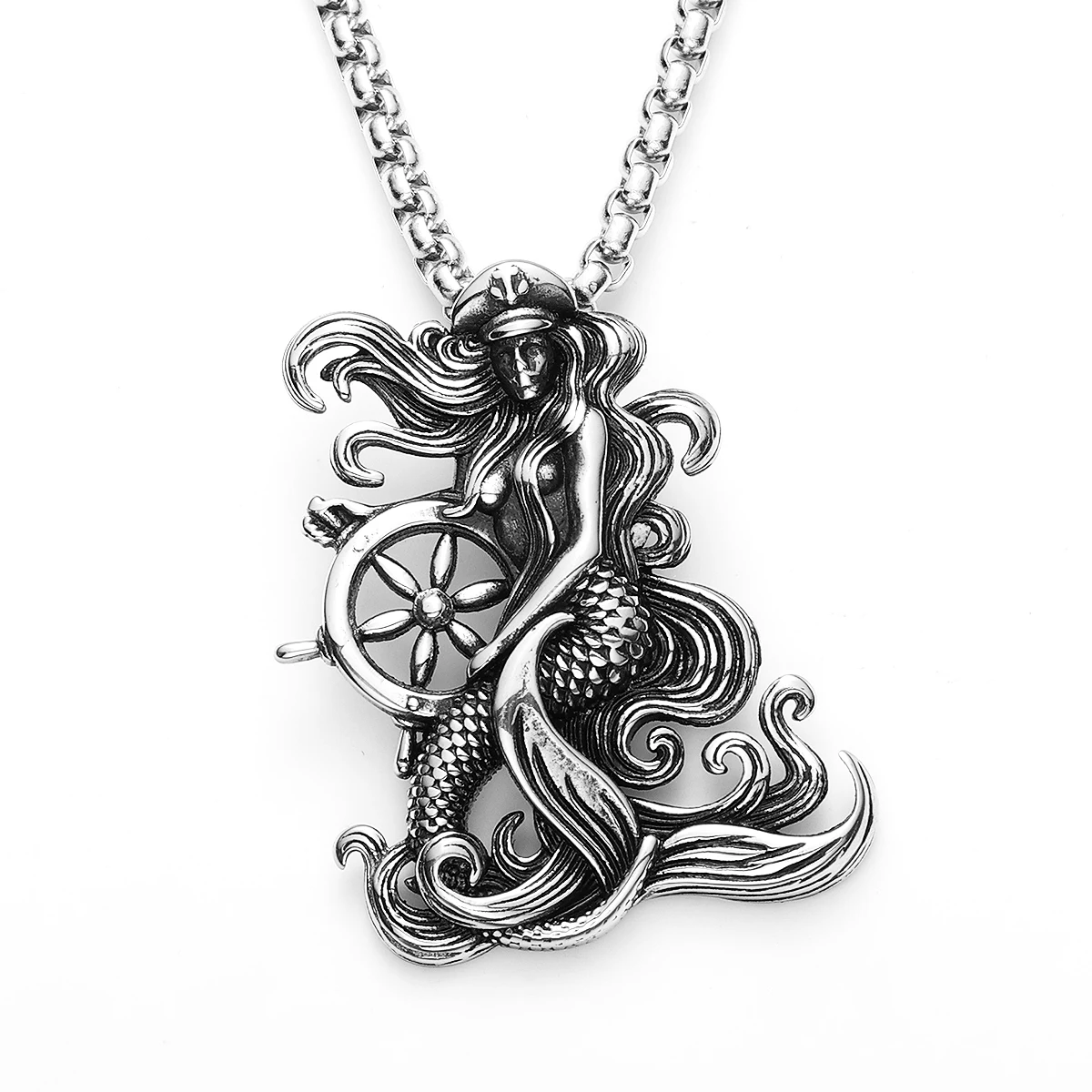Sculpt Rings™ Mermaid Rudder Pendant Necklace Stainless Steel Jewelry