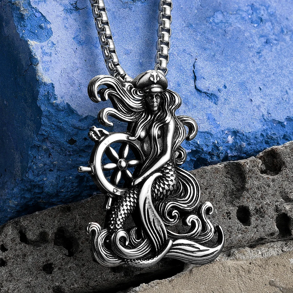 Sculpt Rings™ Mermaid Rudder Pendant Necklace Stainless Steel Jewelry