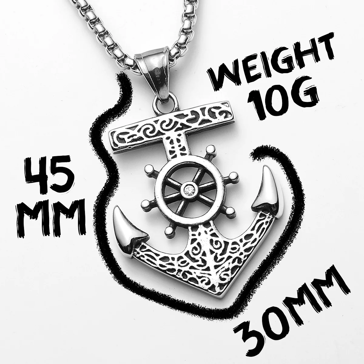Sculpt Rings™ Anchor Rudder Stainless Steel Pendant Necklace