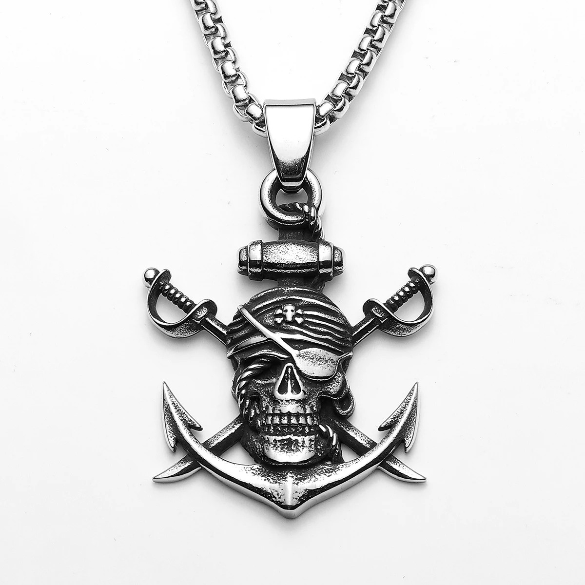 Pirate Skull Anchor Stainless Steel Jewelry Men Necklaces With Pendant for Male Women Punk Hip Hop Accessories Gifts Wholesale
