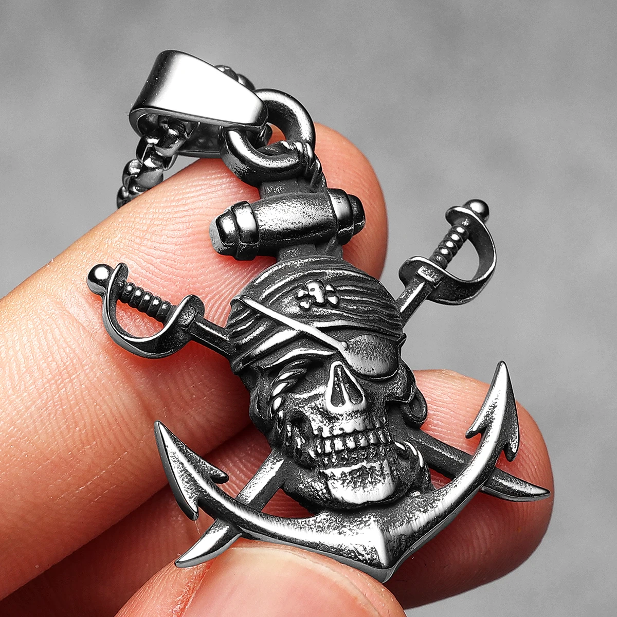 Pirate Skull Anchor Stainless Steel Jewelry Men Necklaces With Pendant for Male Women Punk Hip Hop Accessories Gifts Wholesale
