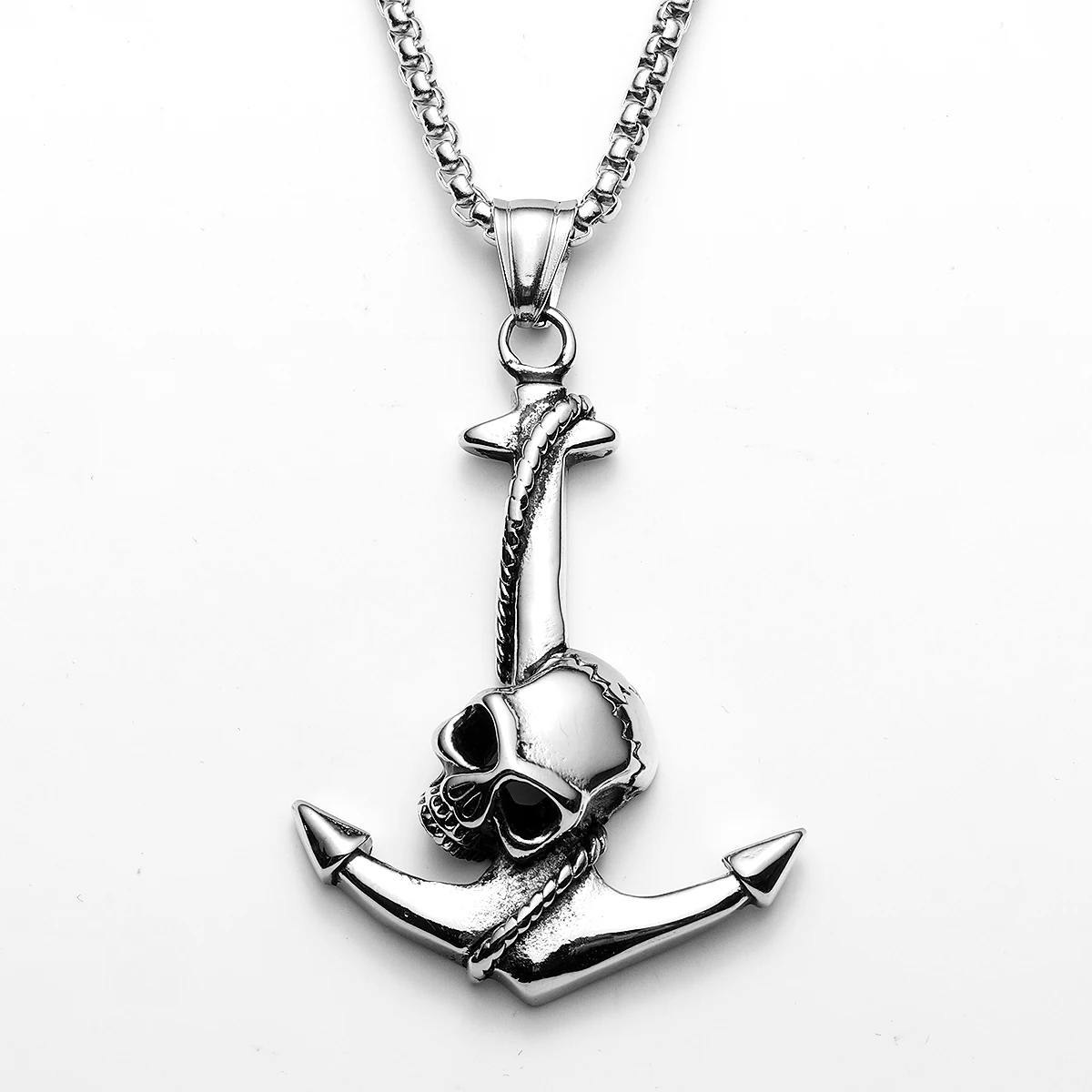 Sculpt Rings™ Skull Anchor Amulet Pendant – Bold Stainless Steel Necklace for Men