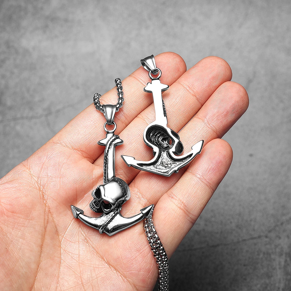 Sculpt Rings™ Skull Anchor Amulet Pendant – Bold Stainless Steel Necklace for Men