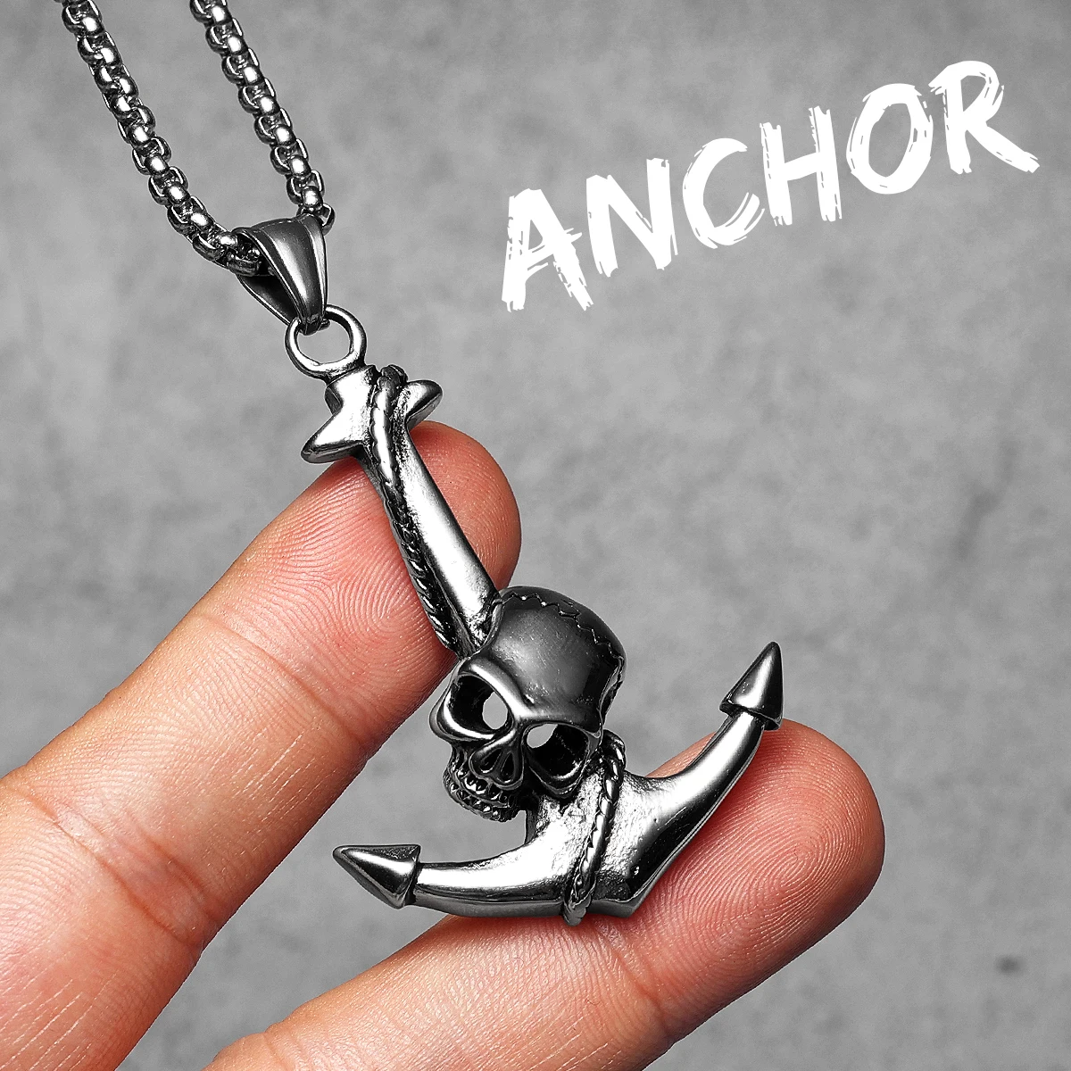 Sculpt Rings™ Skull Anchor Amulet Pendant – Bold Stainless Steel Necklace for Men