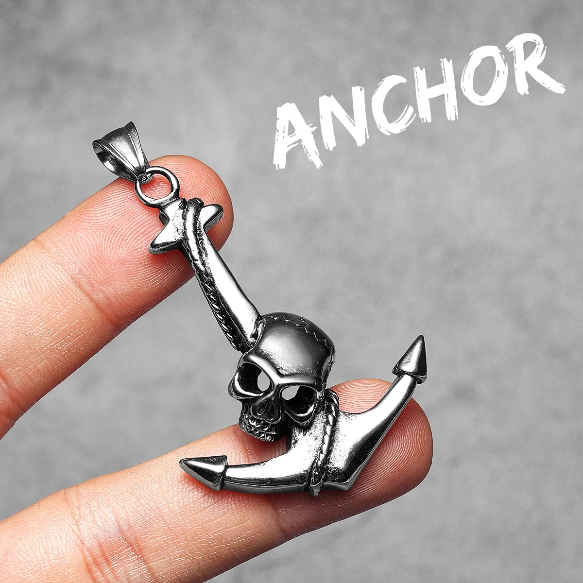 Sculpt Rings™ Skull Anchor Amulet Pendant – Bold Stainless Steel Necklace for Men